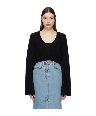 Loulou Studio Long-sleeved Sweater In Black
