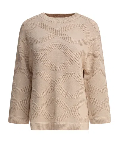 Loulou Studio Crew Neck Textured Knit Sweater In Beige