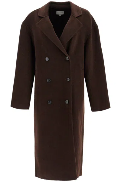 Loulou Studio Borneo Double Breast Wool Long Coat In Brown