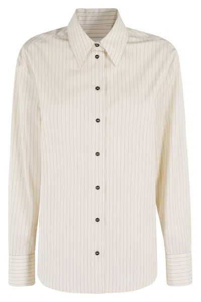 Loulou Studio Longsleeve Shirt In Ivory Black Stripes