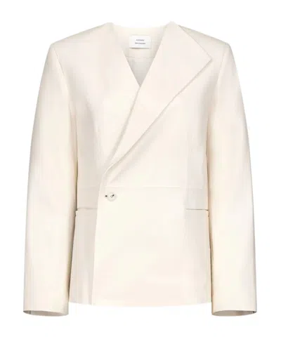 Loulou Studio Long-sleeved Leather Jacket In Neutral