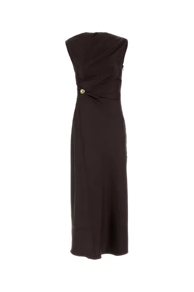 Loulou Studio Roan Draped Metal-ornament Midi Dress In Black