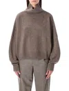 Loulou Studio Loulou De Saison Luke Wool-cashmere Stand Collar Sweater In Brown