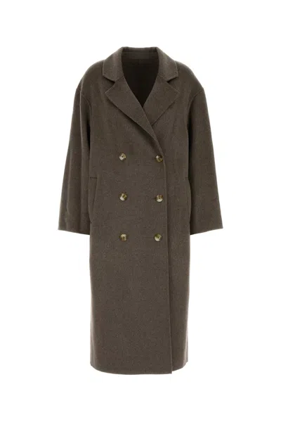 Loulou Studio Loulou Dove Grey Wool Blend Borneo Coat In Brown