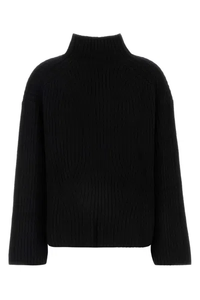 Loulou Studio Oversized Ribbed Cashmere Turtleneck Sweater In Black