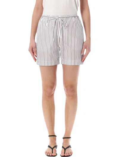 Loulou Studio Loulou Lory Striped Cotton Poplin Shorts In White