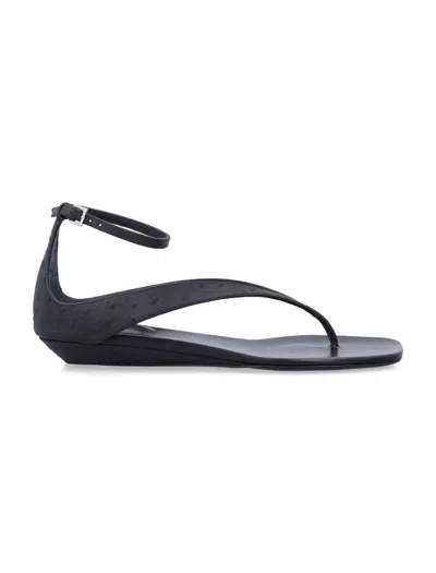 Loulou Studio Loulou Loulou Niham Ostrich-effect Flip Flop Sandals In Black