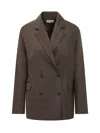 Loulou Studio Long-sleeved Suit Jacket In Brown