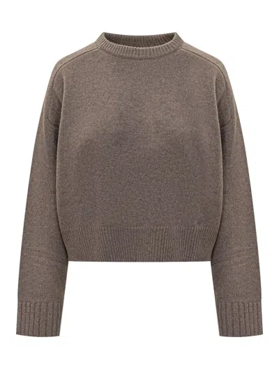 Loulou Studio Taupe Wool Sweater With Crew Neck In Brown