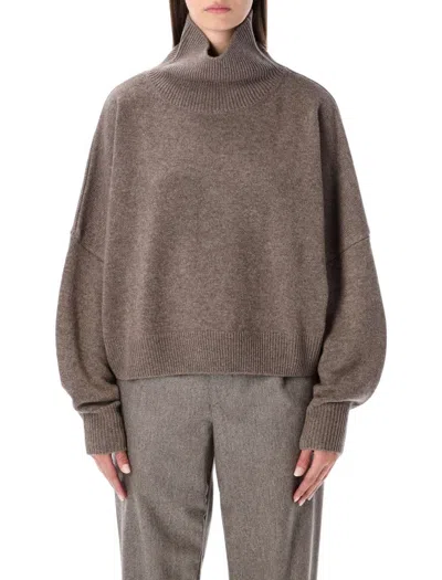 Loulou Studio Luke High Neck Sweater In Brown
