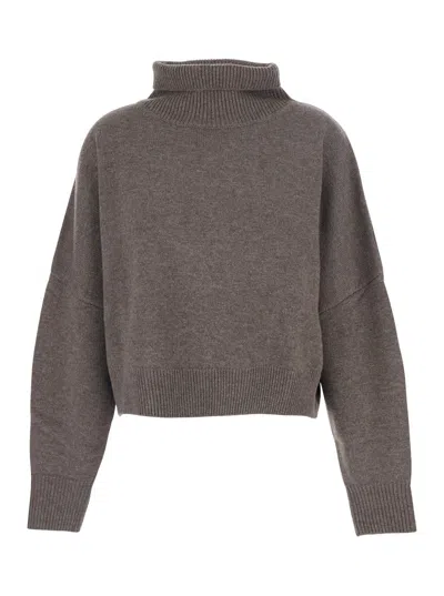 Loulou Studio Luke Stand Collar Sweater In Brown