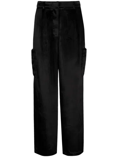 Loulou Studio Black Satin Kadala Palazzo Pant In Multi