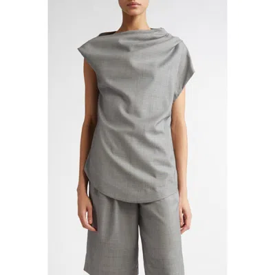 Loulou Studio Lyra Draped Virgin Wool Top In Grey