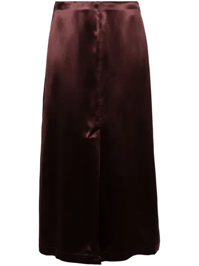 Loulou Studio Lys A-line Satin Midi Skirt In Purple
