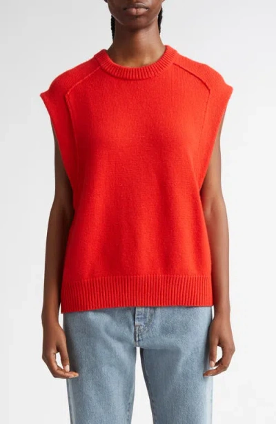 Loulou Studio Mari Wool Sleeveless Boxy Top In Red