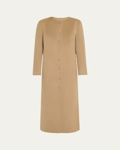 Loulou Studio Martil Long Wool Cashmere Coat In Mink Taupe