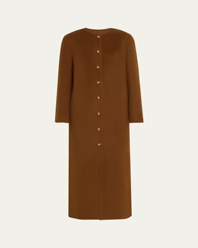Loulou Studio Martil Long Wool Cashmere Coat In Wood