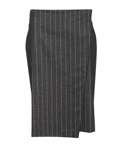 Loulou Studio Mason Knee Length Wrap Skirt In Black