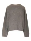 Loulou Studio Mercerized Wool Crew-neck Sweater In Gray