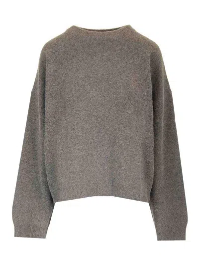 Loulou Studio Mercerized Wool Crew-neck Sweater In Gray