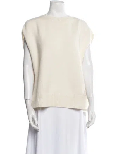 Pre-owned Loulou Studio Merino Wool Bateau Neckline Sweater In White