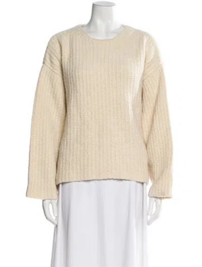 Pre-owned Loulou Studio Merino Wool Scoop Neck Sweater In Neutral