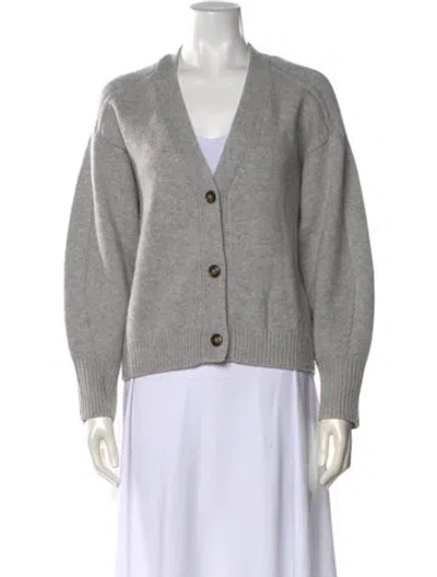 Pre-owned Loulou Studio Merino Wool V-neck Sweater In Gray