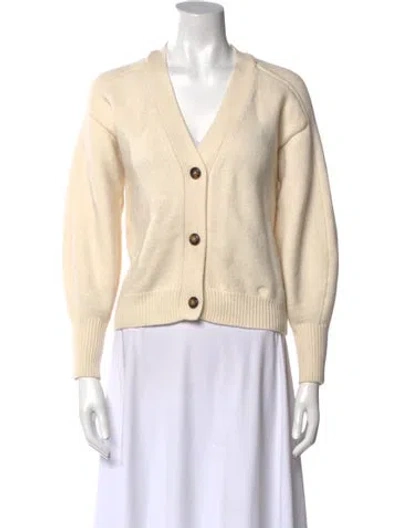 Pre-owned Loulou Studio Merino Wool V-neck Sweater In Neutral