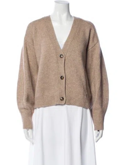 Pre-owned Loulou Studio Merino Wool V-neck Sweater In Neutral