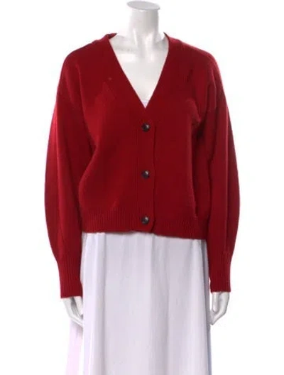 Pre-owned Loulou Studio Merino Wool V-neck Sweater In Red