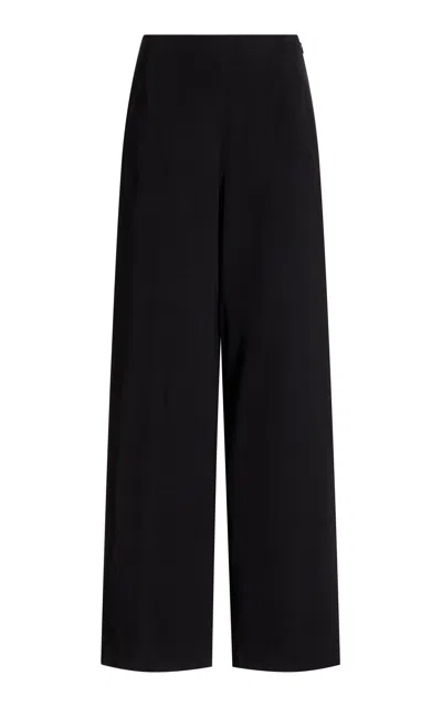 Loulou Studio Mid-rise Crepe Wide-leg Pants In Black