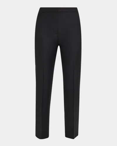 Loulou Studio Mid-rise Wool Straight-leg Crop Trousers In Black