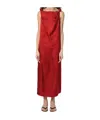 Loulou Studio Moun Sleeveless Draped Silk Midi Dress In Red