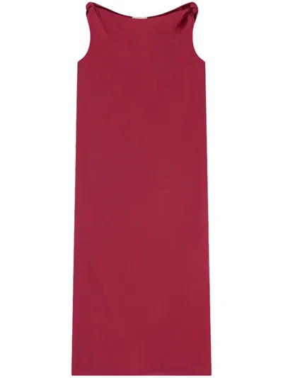 Loulou Studio Midi Dress With Draped Neckline In Red