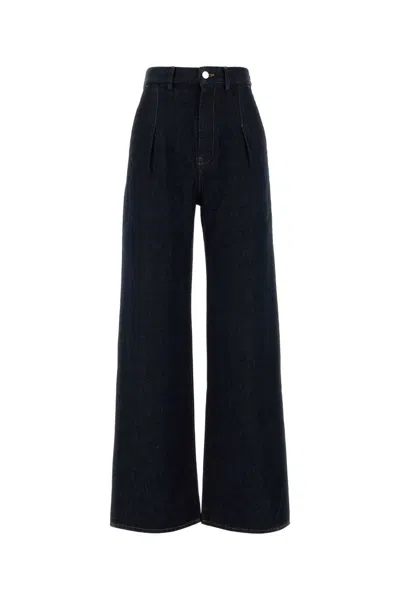LOULOU STUDIO MIDNIGHT BLUE DENIM ATTU WIDE-LEG JEANS