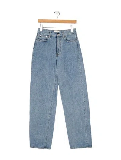 Pre-owned Loulou Studio Mid-rise Straight Leg Jeans In Blue