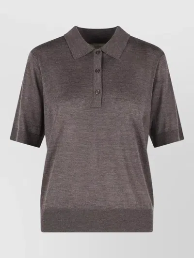 Loulou Studio Migo Cashmere Polo Shirt Short Sleeves In Brown