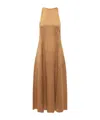 Loulou Studio Mina Sleeveless Silk Satin Midi Dress In Brown