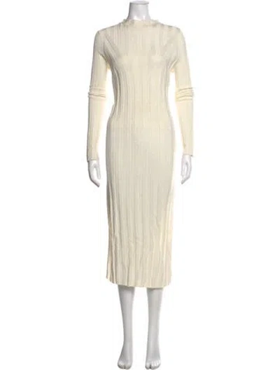 Pre-owned Loulou Studio Mock Neck Midi Length Dress In Neutral