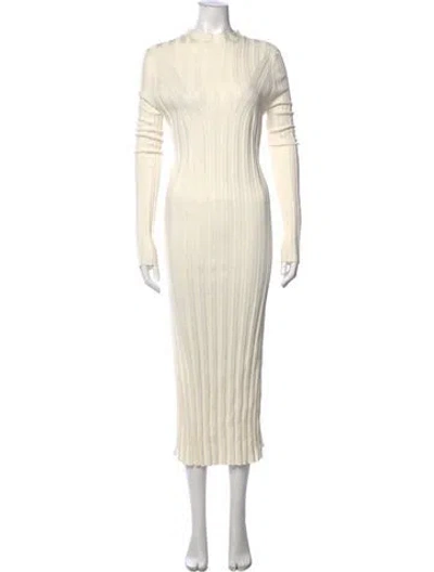 Pre-owned Loulou Studio Mock Neck Midi Length Dress In Neutral