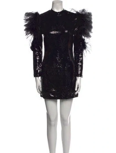 Pre-owned Loulou Studio Mock Neck Mini Dress In Black