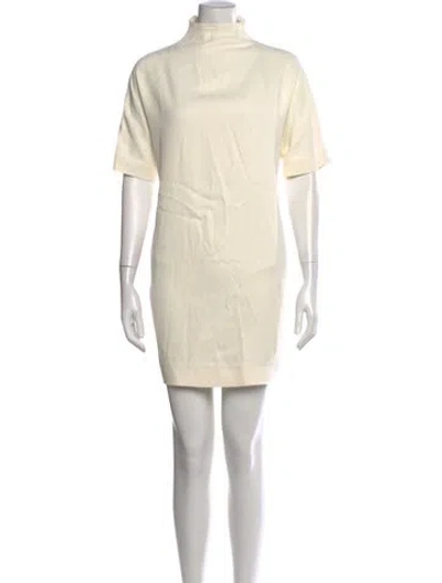 Pre-owned Loulou Studio Mock Neck Mini Dress In Neutrals