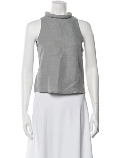 Pre-owned Loulou Studio Mock Neck Sleeveless Crop Top In Gray
