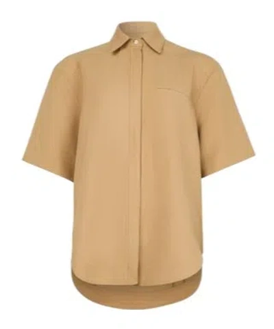 Loulou Studio Moheli Short-sleeved Shirt In Brown