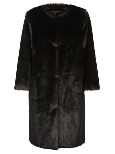Loulou Studio Moore Round Neck Long Coat In Brown