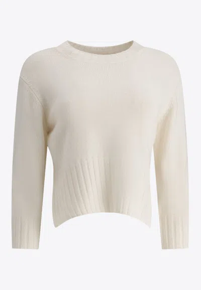 Loulou Studio Mora Cashmere Cropped Sweater In White