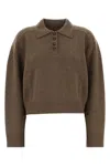 Loulou Studio Mud Cashmere Oversize Homere Polo Shirt In Brown