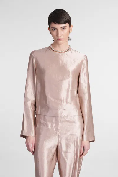 LOULOU STUDIO NINO BLOUSE IN ROSE-PINK LINEN