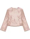 Loulou Studio Silk And Linen Round Neck Blouse In Pink