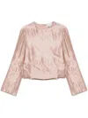 Loulou Studio Silk And Linen Round Neck Blouse In Pink